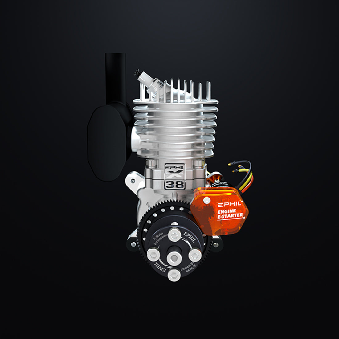 EPHIL X-38cc-S Pro Electric Startar Spark Plug Two-Stroke Single Cylinder Side Exhaust Gasoline Engine Model for Fixed-Wing Aircraft Models