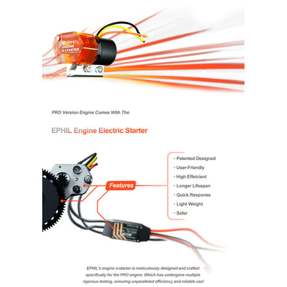 EPHIL XG-38cc-R Pro Electric Starter Glow Plug Two-Stroke Single Cylinder Side Exhaust Gasoline Engine Model for Fixed-Wing Aircraft Models