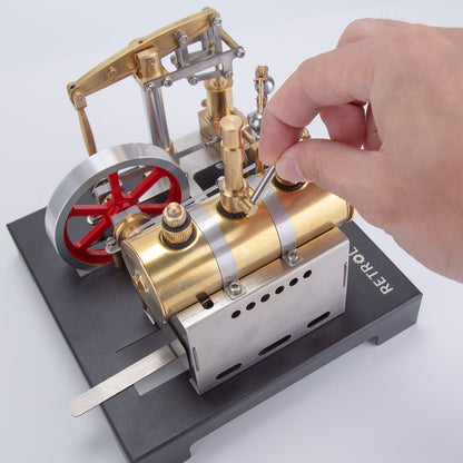 RETROL Full Metal Beam Engine Steam Engine Model Kit with Horizontal Boiler with Centrifugal Regulator Flyball