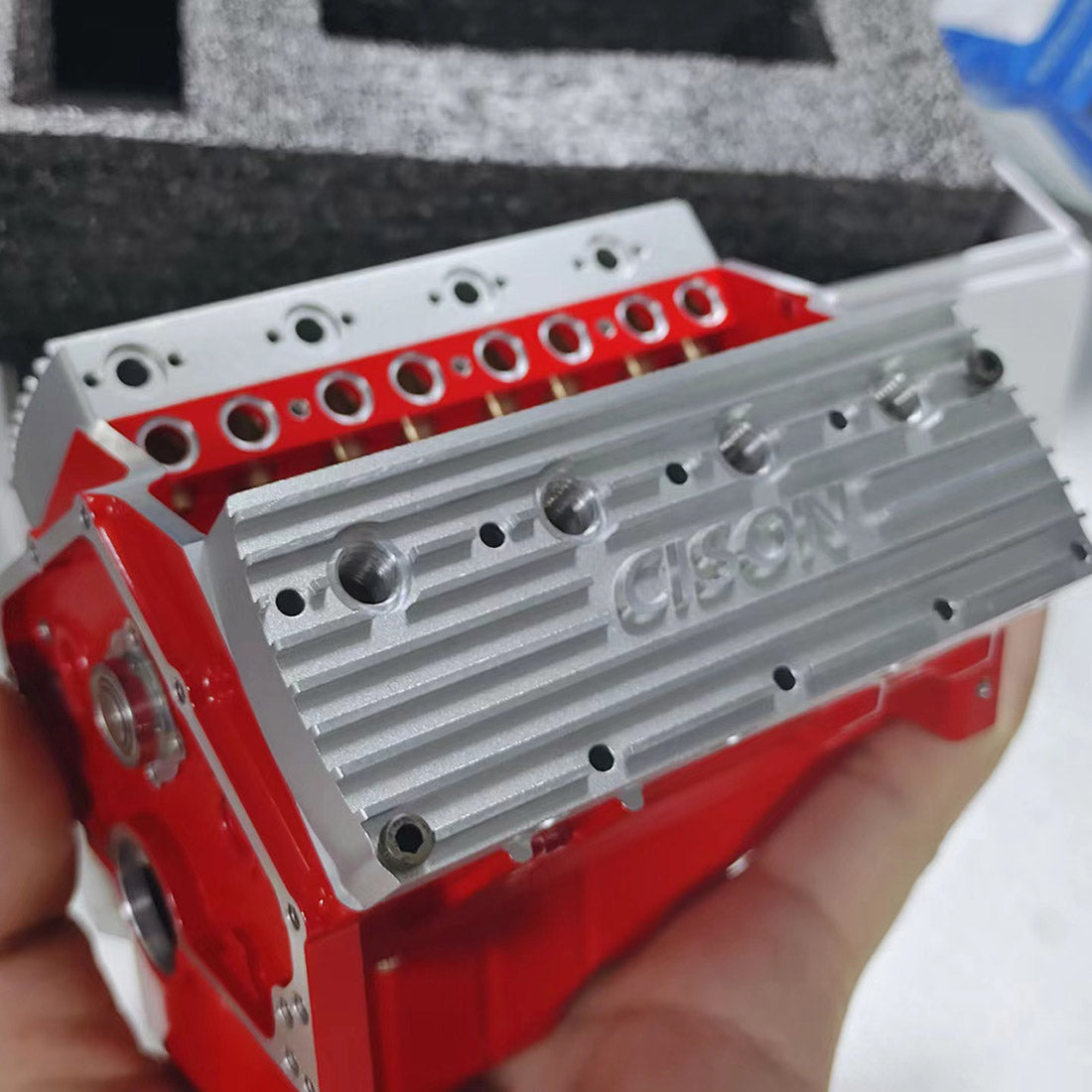 CISON V8 Engine Pro Small-block 44CC 1/6 Scale Water-Cooled 4-Stroke 8-Cylinder Gasoline Engine Internal Combustion V8 Engine Model Kit that Works
