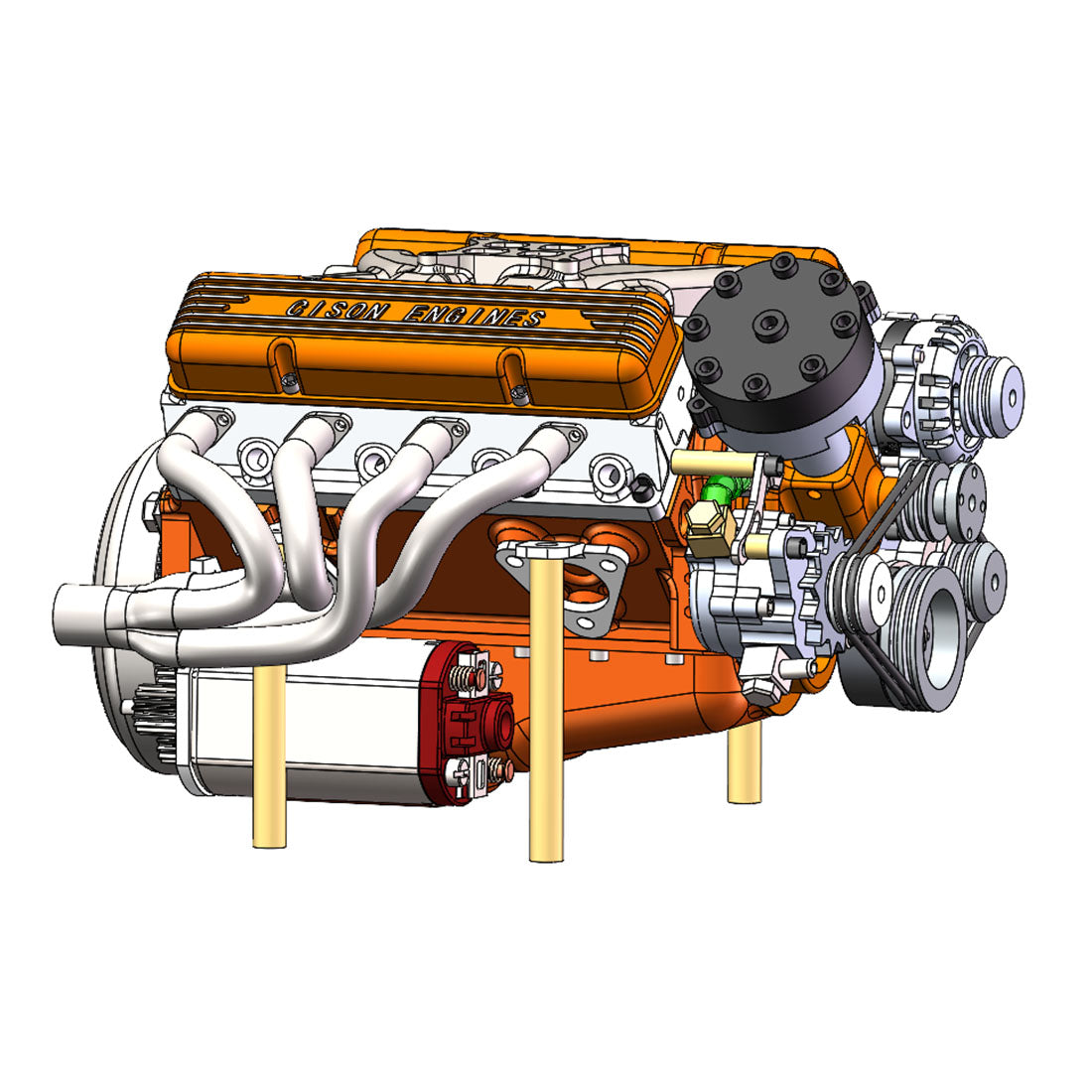 CISON Small-block 44CC 1/6 Scale Water-Cooled OHV 4-Stroke V8 Gas Engine Internal Combustion Engine - Build Your Own V8 Engine that Works