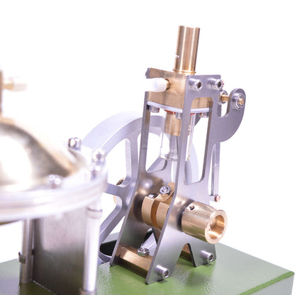ENJOMOR Retro Metal Steam Engine with Boiler - Vertical Transparent Cylinder Steam Engine Model - STEM Toy