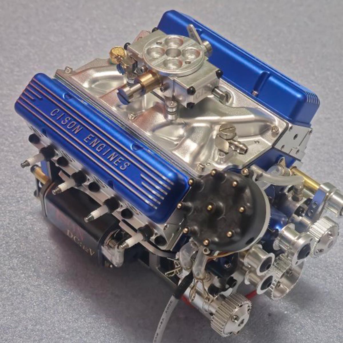 CISON V8 Engine Pro Small-block 44CC 1/6 Scale Water-Cooled 4-Stroke 8-Cylinder Gasoline Engine Internal Combustion V8 Engine Model Kit that Works
