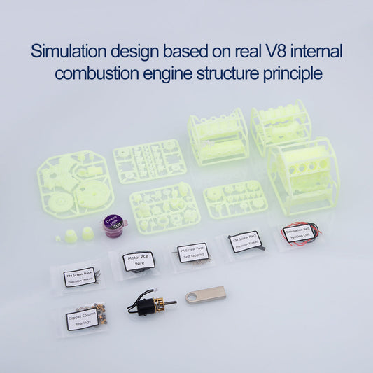 V8 Engine Model Kit that Works - Build Your Own V8 Engine - Paint Your Own V8 Engine -MAD RC V8 Engine for Capra VS4-10 Pro