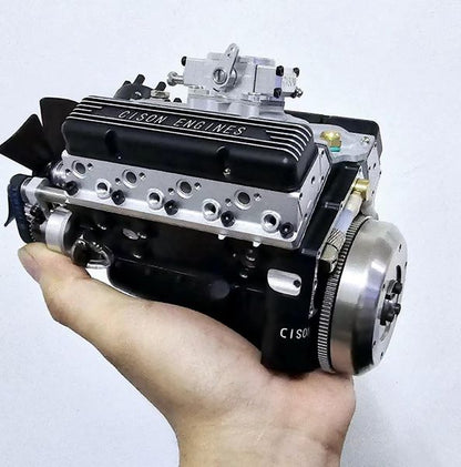 CISON Small-block 44CC 1/6 Scale Water-Cooled OHV 4-Stroke V8 Gas Engine Internal Combustion Engine - Build Your Own V8 Engine that Works
