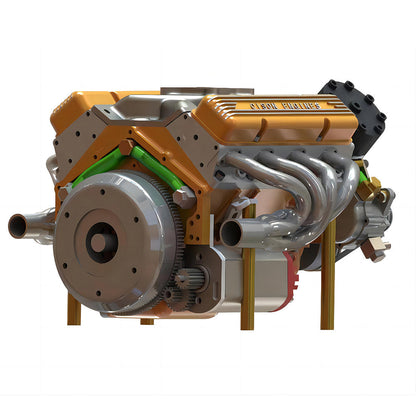 CISON V8 Engine Pro Small-block 44CC 1/6 Scale Water-Cooled 4-Stroke 8-Cylinder Gasoline Engine Internal Combustion V8 Engine Model Kit that Works