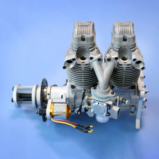NGH GF60i2-E 60cc Inline Twin-Cylinder Four-Stroke Air-Cooled Gasoline Engine Model with Electric Starter for Fixed-Wing RC Airplanes