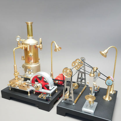 RETROL SE-03 Working Stationary Mill Steam Engine Model Kit with Boiler, Generator and Lamp Stand