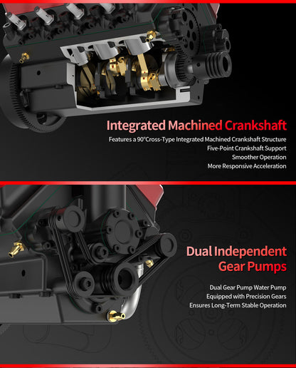 TOYAN V8 Engine FS-V800WGPC 28cc OHV Gasoline Engine - Build Your Own V8 Engine - V8 Engine Model Kit That Works