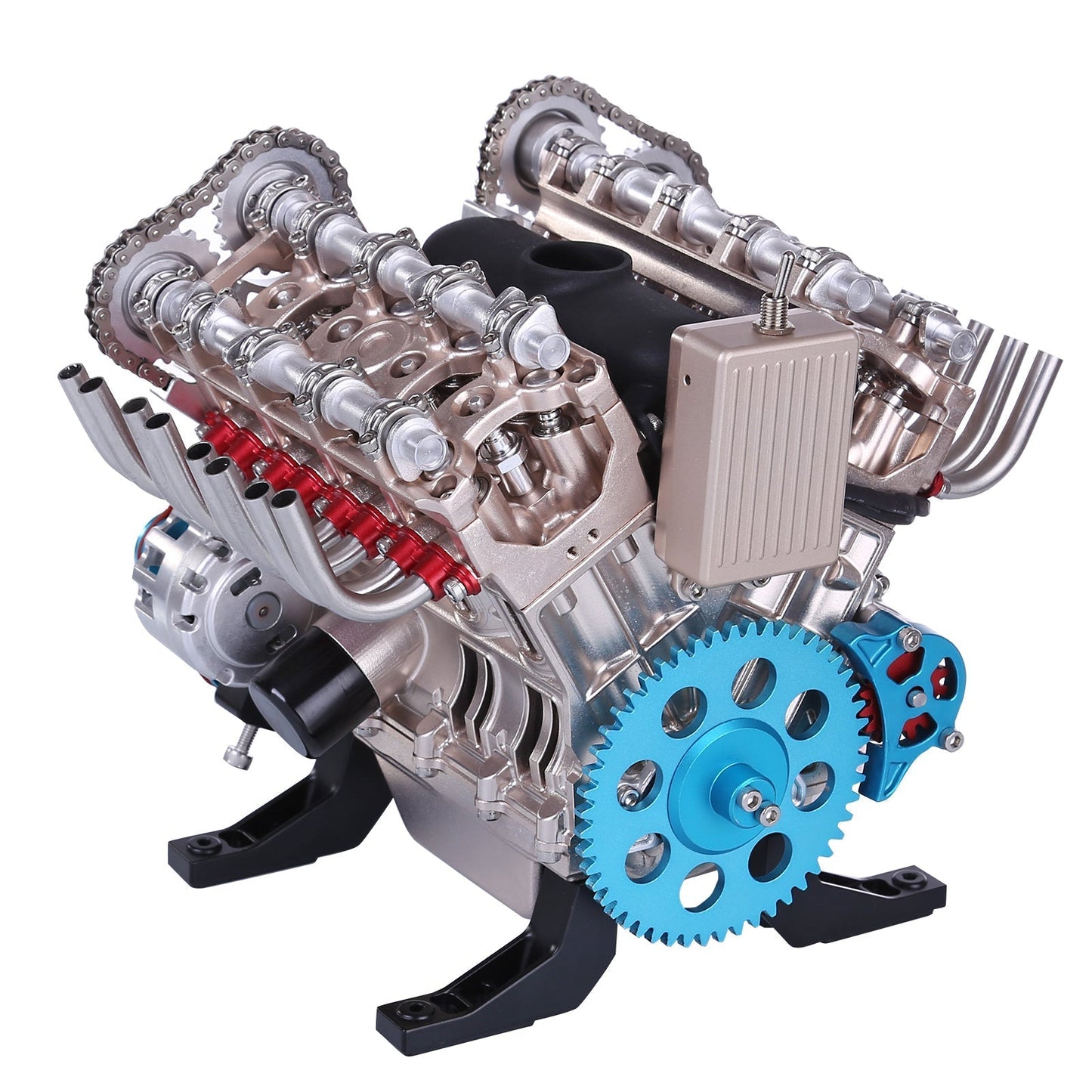 V8 Engine Model Kit that Works - Build Your Own V8 Engine - TECHING 1: 3 Full Metal V8 Car Engine Model Kit 500+Pcs