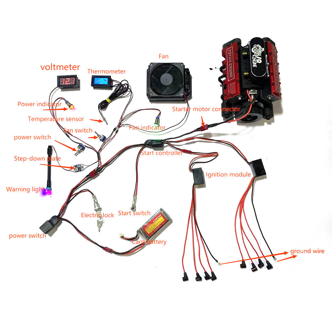 TOYAN FS-V800 V8 Engine With Starter Kit, Stand and Accessories