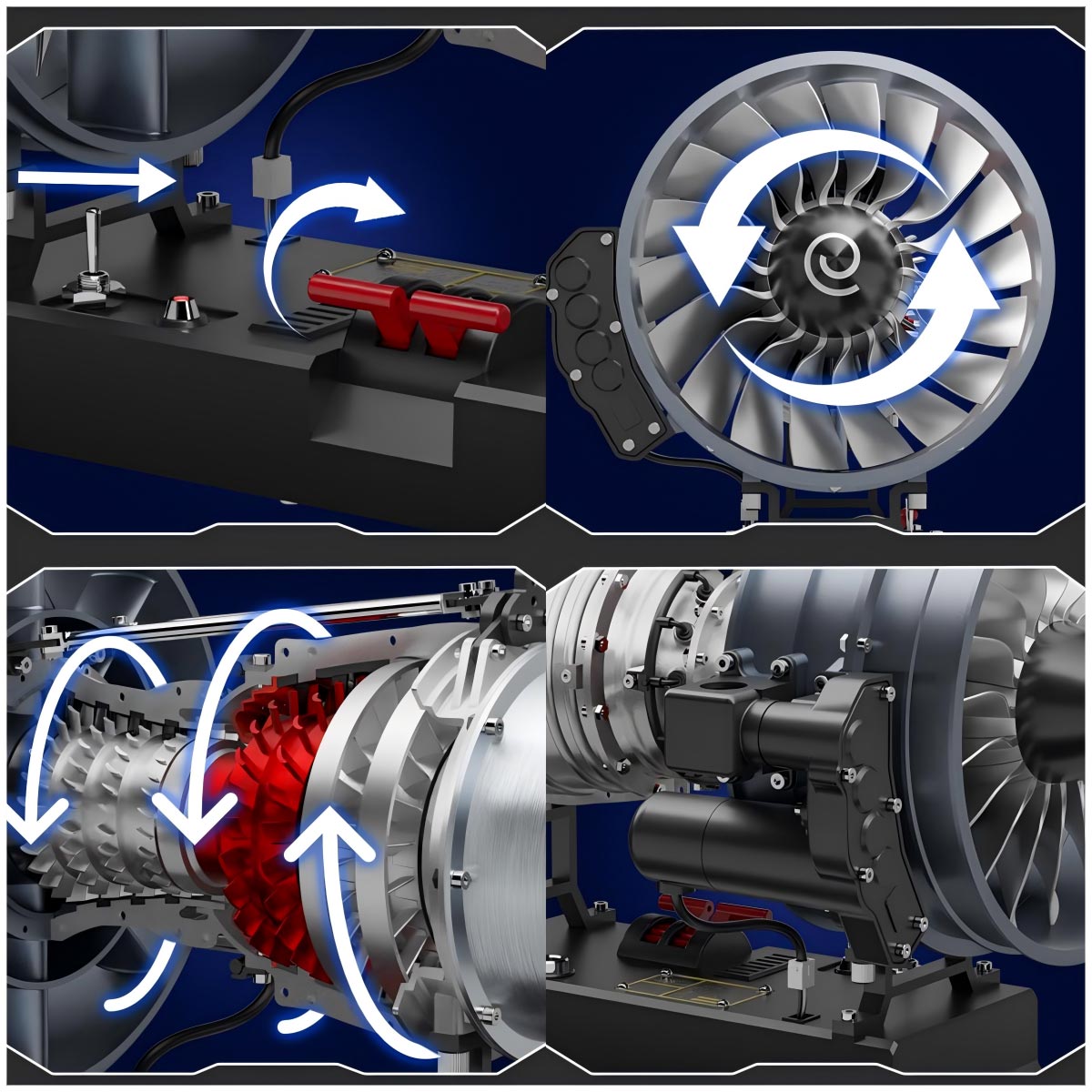 Turbofan Engine Model Kit that Works - Build Your Own Turbofan Engine - TECHING 1/12 Full Metal Dual-Spool Turbofan Engine Model Kit 300+PCS