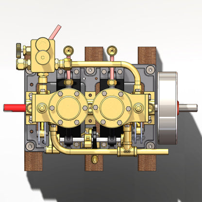 KACIO LS2-14 2 Cylinders Reciprocating Retro Steam Engine Model for Model Ship Model Boat Above 80cm