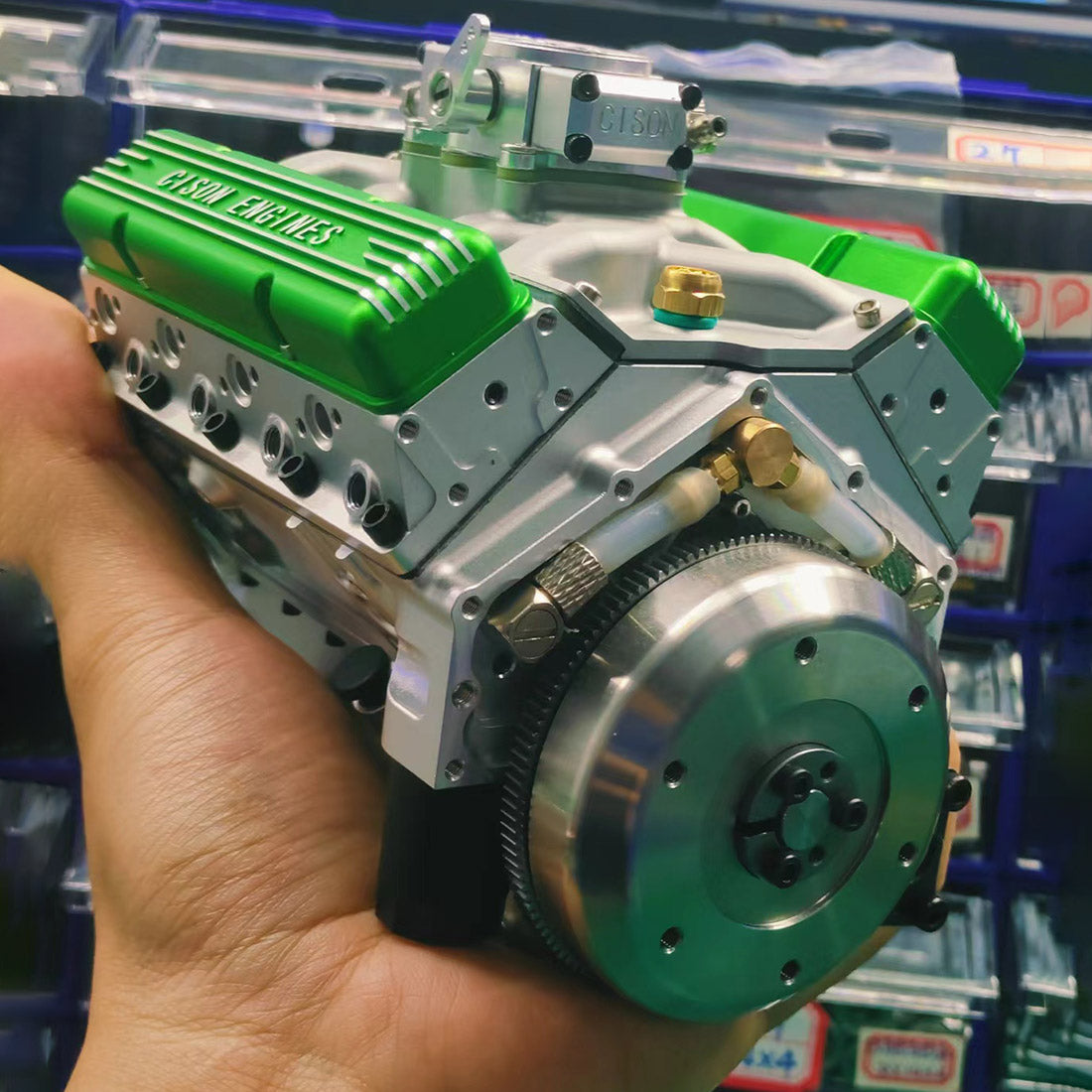 CISON V8 Engine Pro Small-block 44CC 1/6 Scale Water-Cooled 4-Stroke 8-Cylinder Gasoline Engine Internal Combustion V8 Engine Model Kit that Works