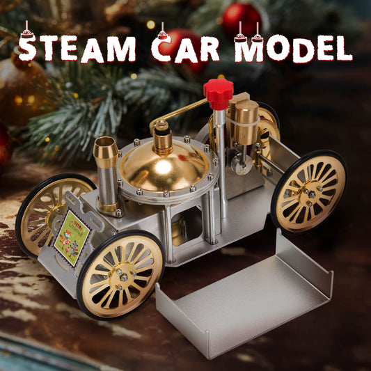 ENJOMOR Antique Metal Steam-Powered Car Model Retro Steam Engine Model Car STEM Toy Christmas Gift Collection