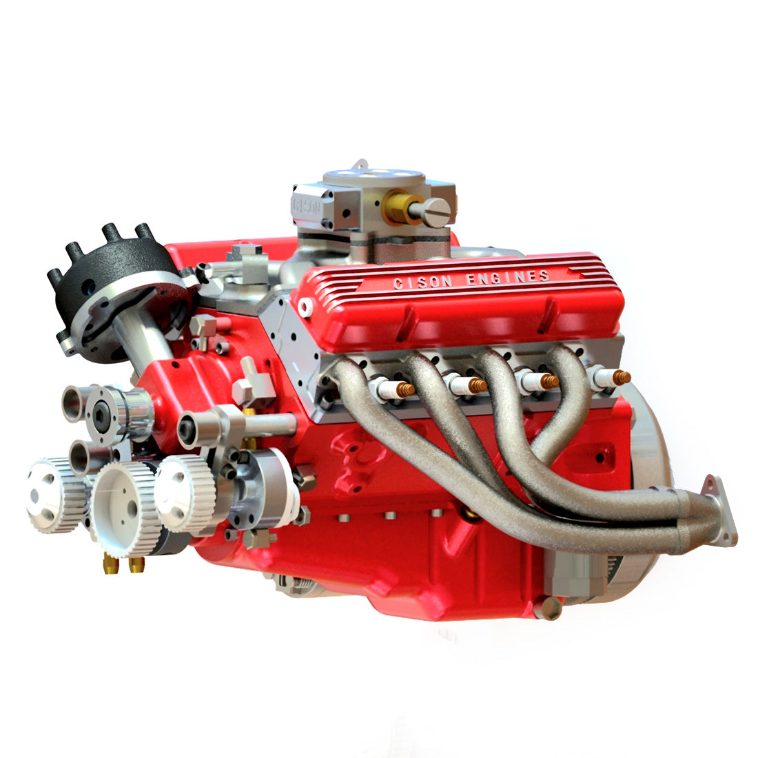 CISON Small-block 44CC 1/6 Scale Water-Cooled OHV 4-Stroke V8 Gas Engine Internal Combustion Engine - Build Your Own V8 Engine that Works