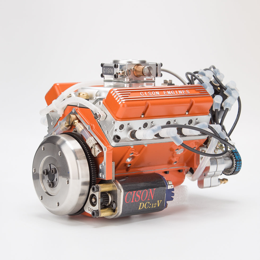 CISON V8 Engine Pro Small-block 44CC 1/6 Scale Water-Cooled 4-Stroke 8-Cylinder Gasoline Engine Internal Combustion V8 Engine Model Kit that Works
