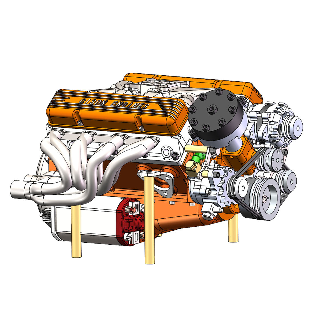 CISON Small-block 44CC 1/6 Scale Water-Cooled OHV 4-Stroke V8 Gas Engine Internal Combustion Engine - Build Your Own V8 Engine that Works