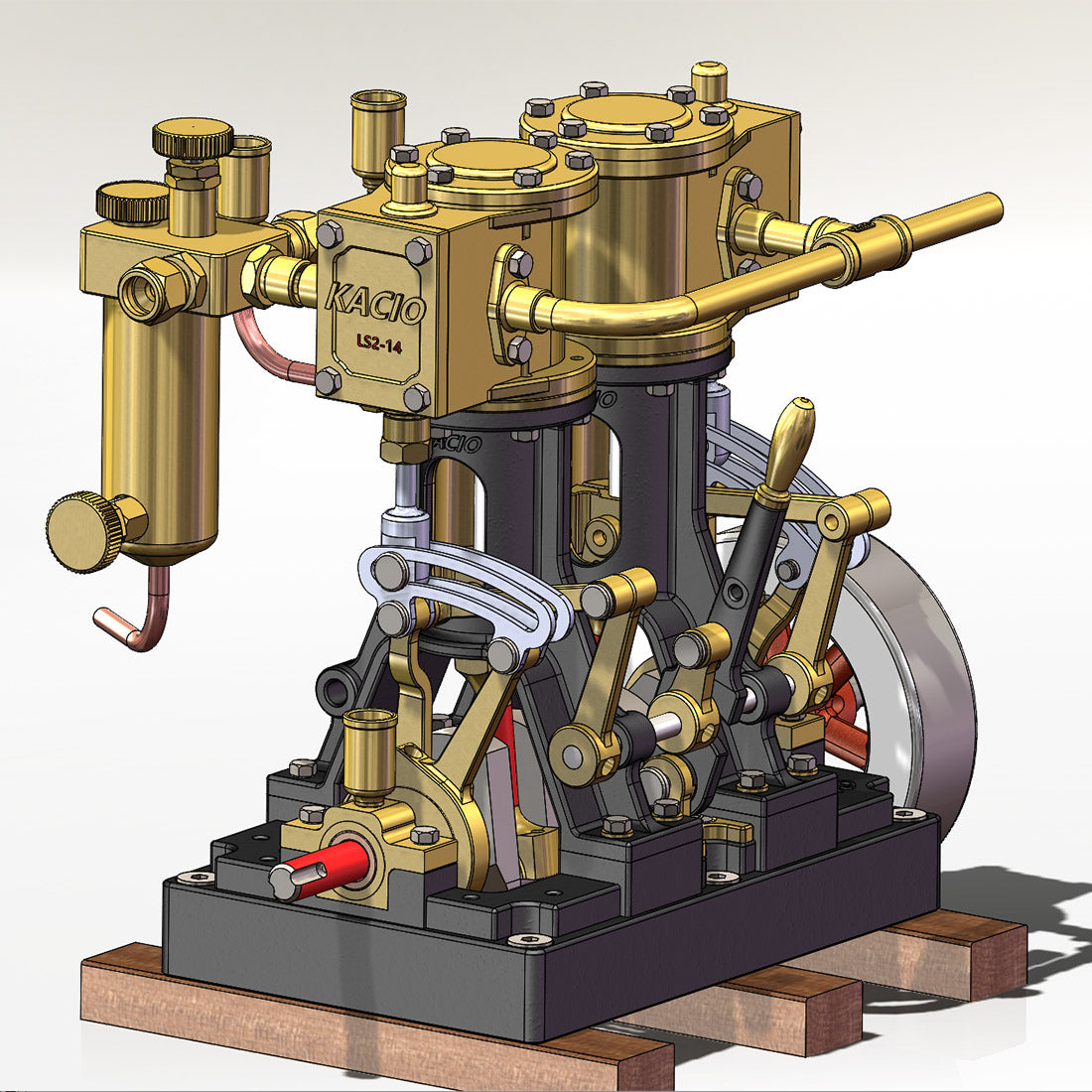 KACIO LS2-14 2 Cylinders Reciprocating Retro Steam Engine Model for Model Ship Model Boat Above 80cm