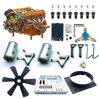 CISON V8 Engine Pro Small-block 44CC 1/6 Scale Water-Cooled 4-Stroke 8-Cylinder Gasoline Engine Internal Combustion V8 Engine Model Kit that Works